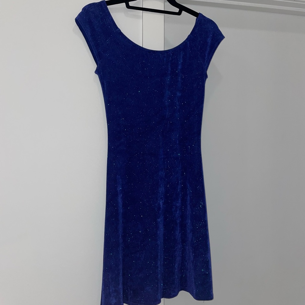 Blue vintage sparkly Gunne Sax mini dress